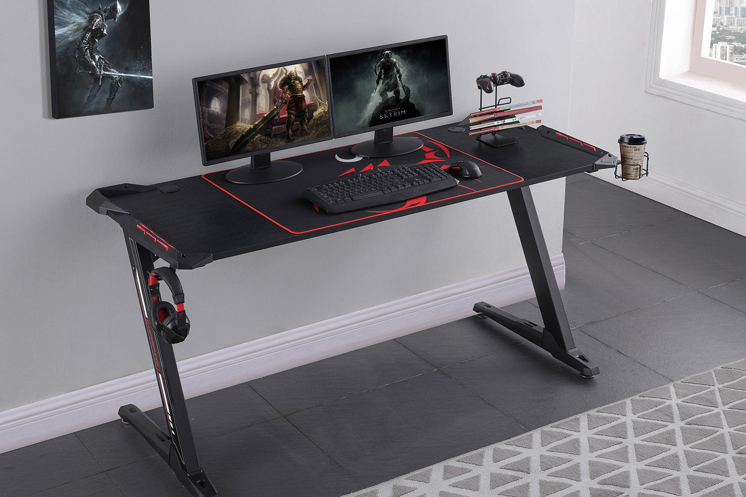 Coaster - Brocton Metal Z-Shaped Gaming Desk in Black