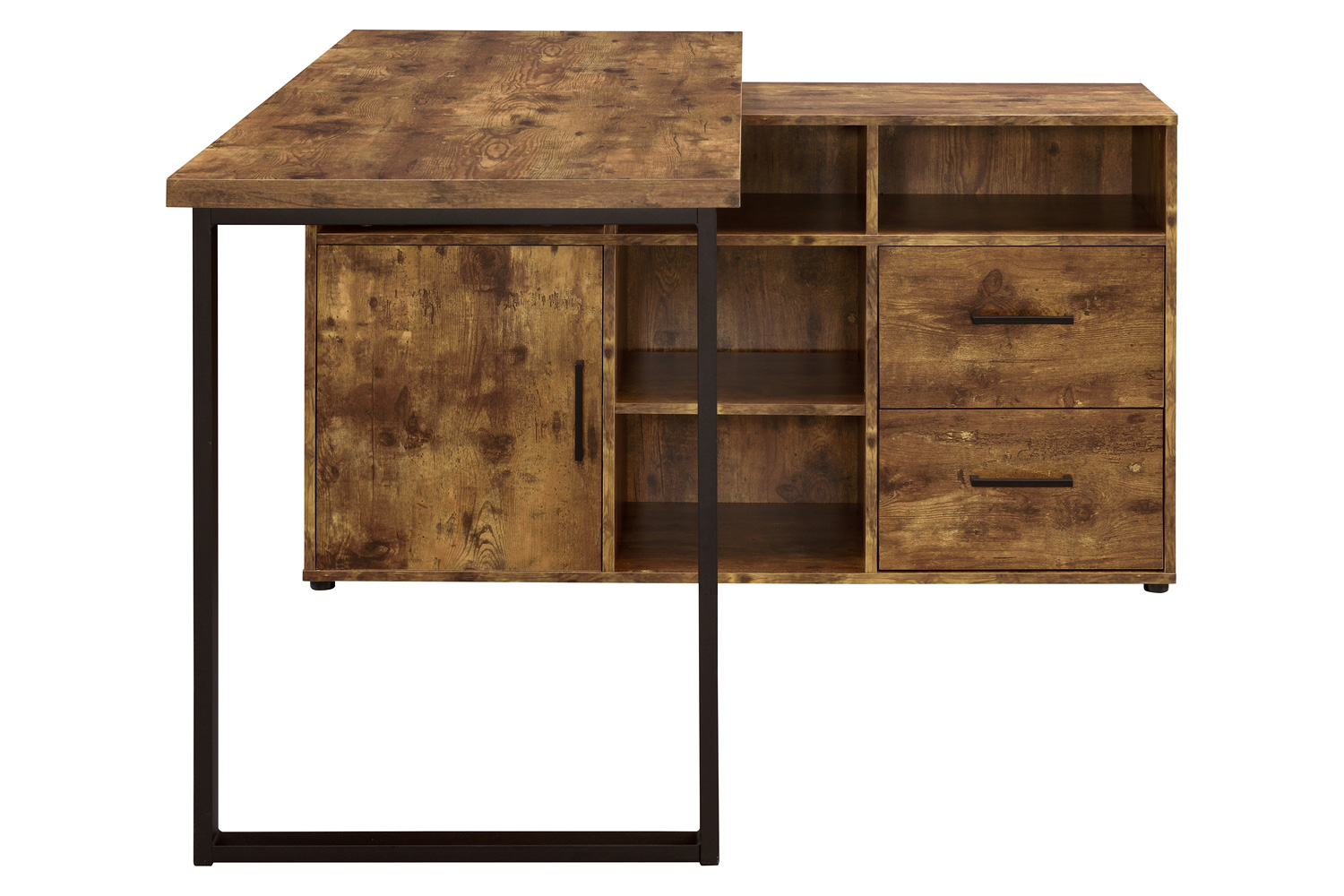 Coaster™ Hertford L-Shape Office Desk with Storage - Antique Nutmeg