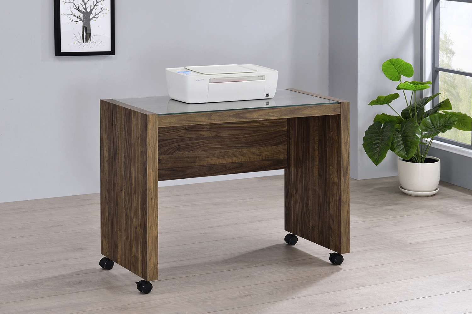 Coaster - Luetta Rectangular Mobile Return With Casters in Aged Walnut