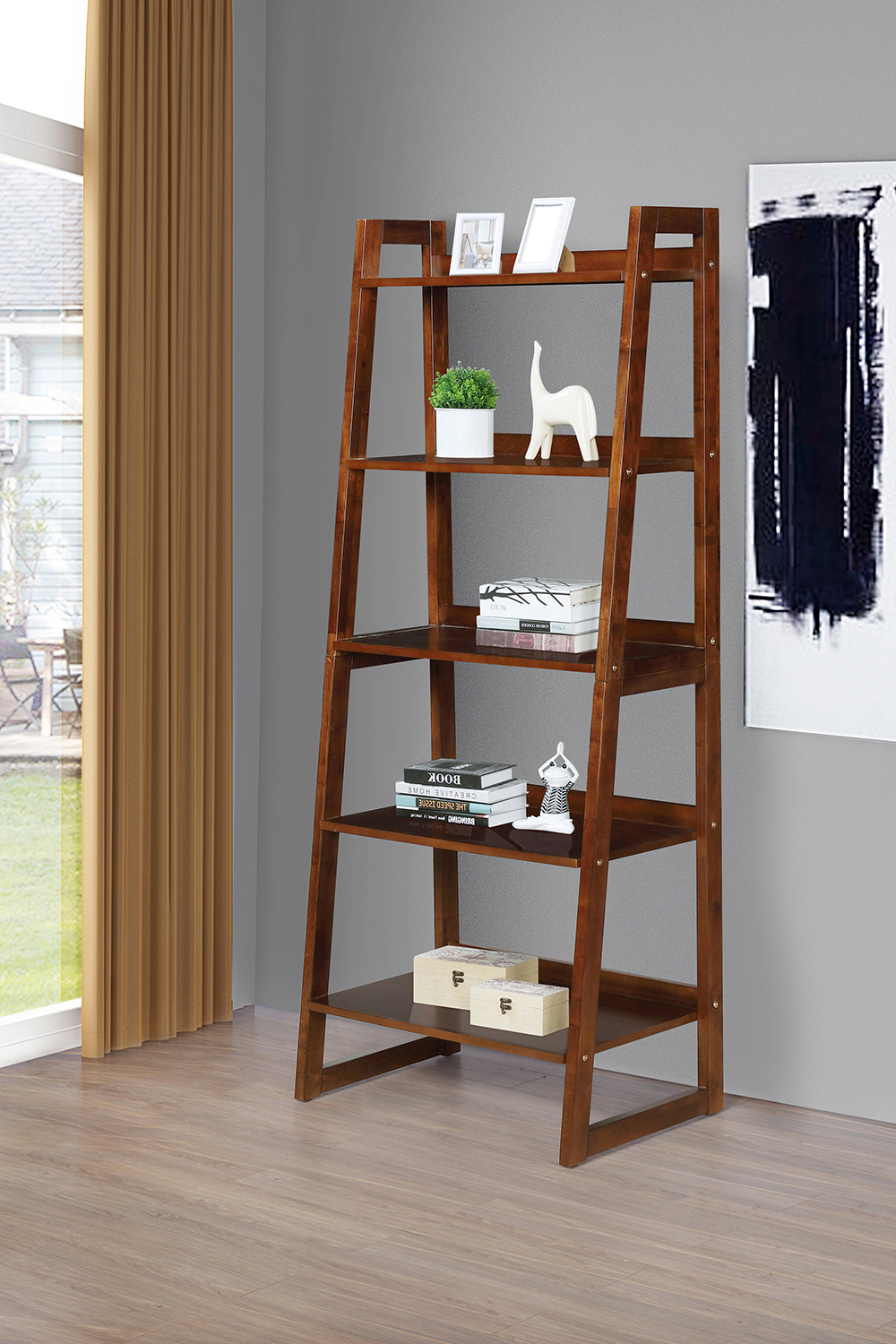 Coaster™ Trudie 5-Shelf Ladder Bookcase - Cappuccino