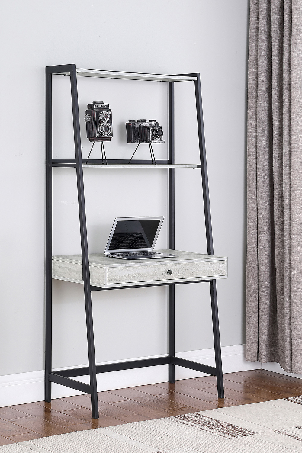 Coaster - Pinckard 1-Drawer Ladder Desk in Gray Stone Herringbone/Black