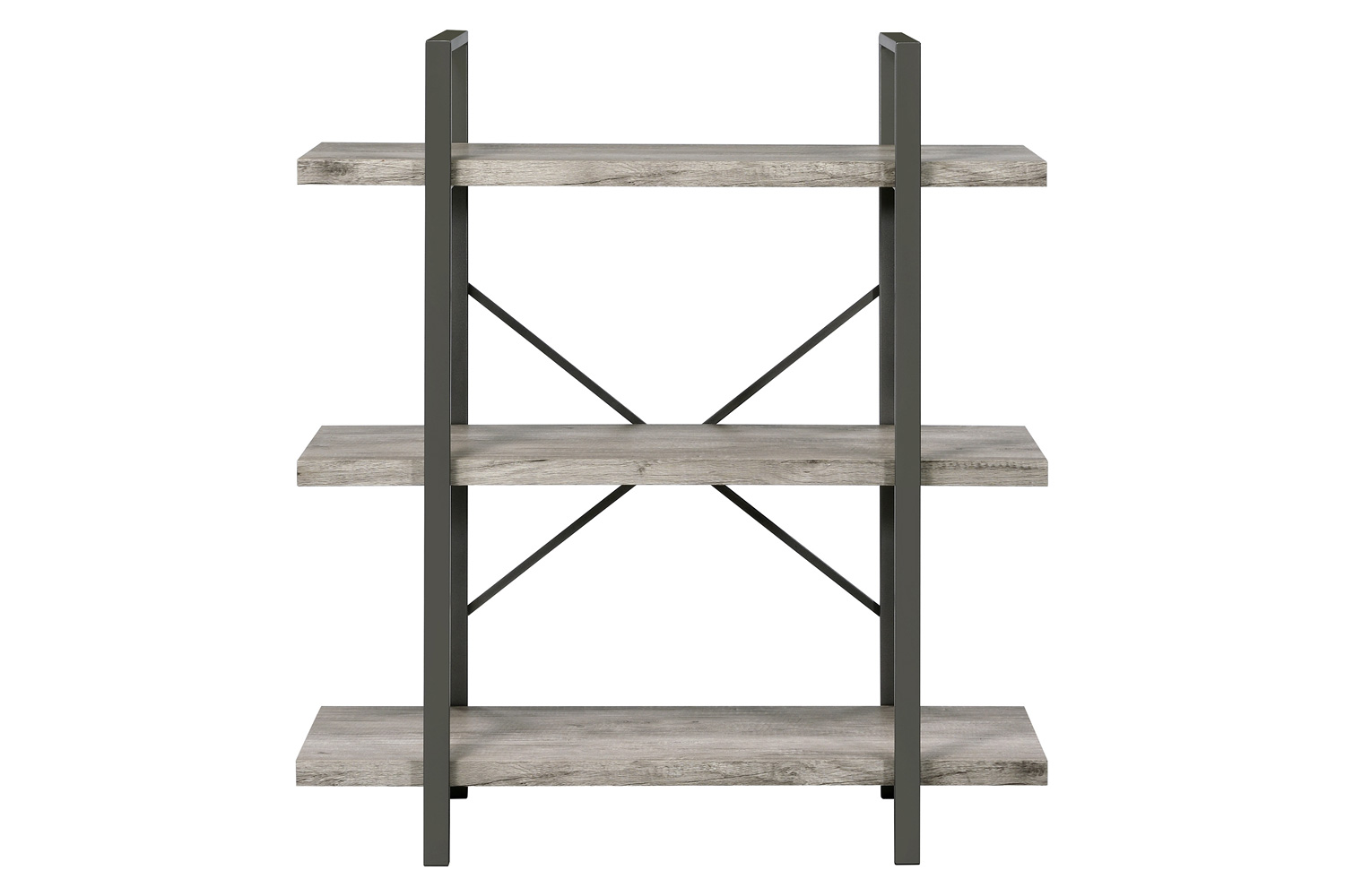 Coaster Cole 3-Shelf Bookcase - Gray Driftwood/Gunmetal