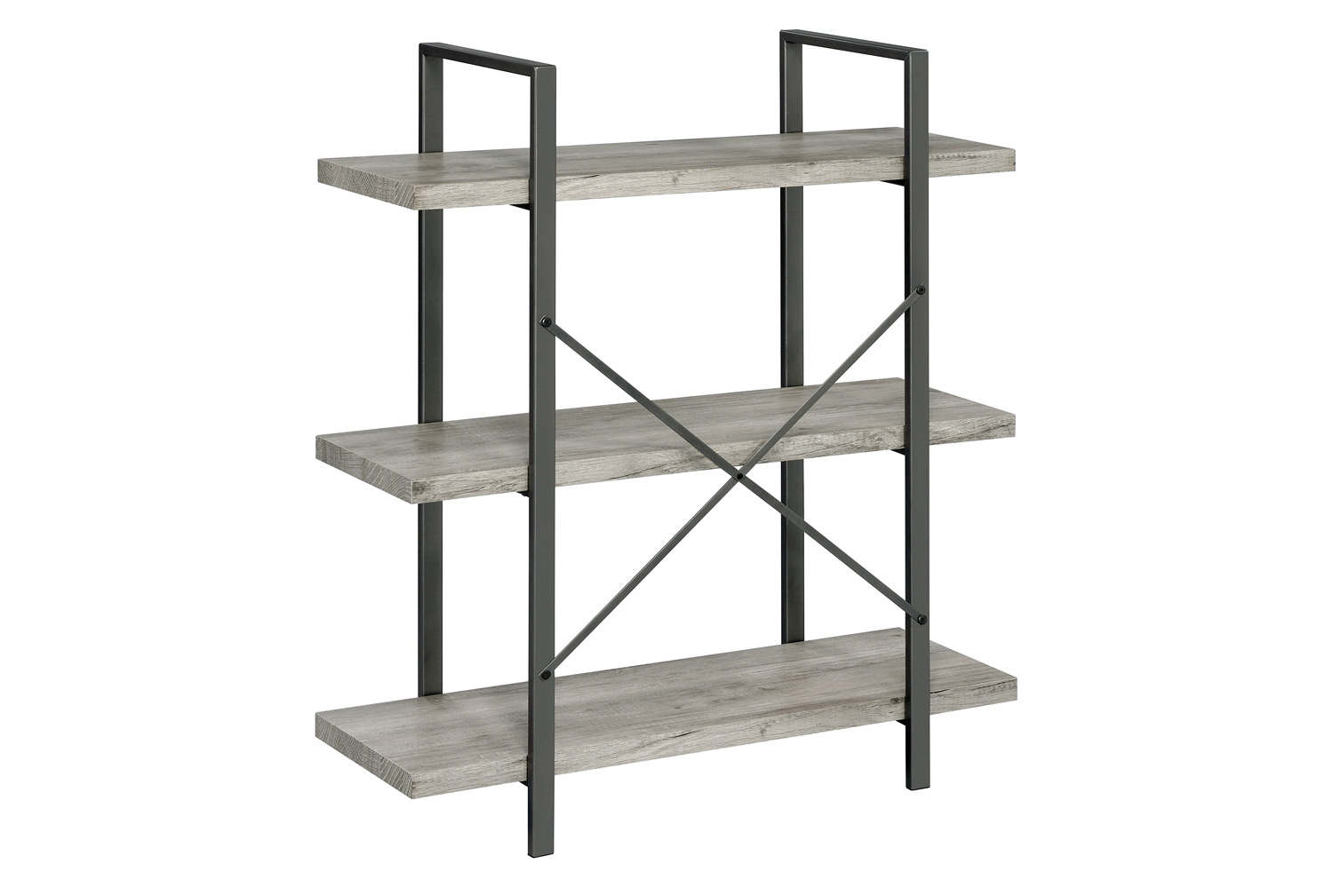 Coaster Cole 3-Shelf Bookcase - Gray Driftwood/Gunmetal