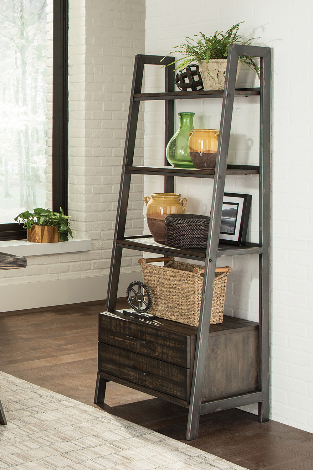 Coaster - Delmar 2-Drawer Bookcase in Burnished Cognac/Weathered Gunmetal