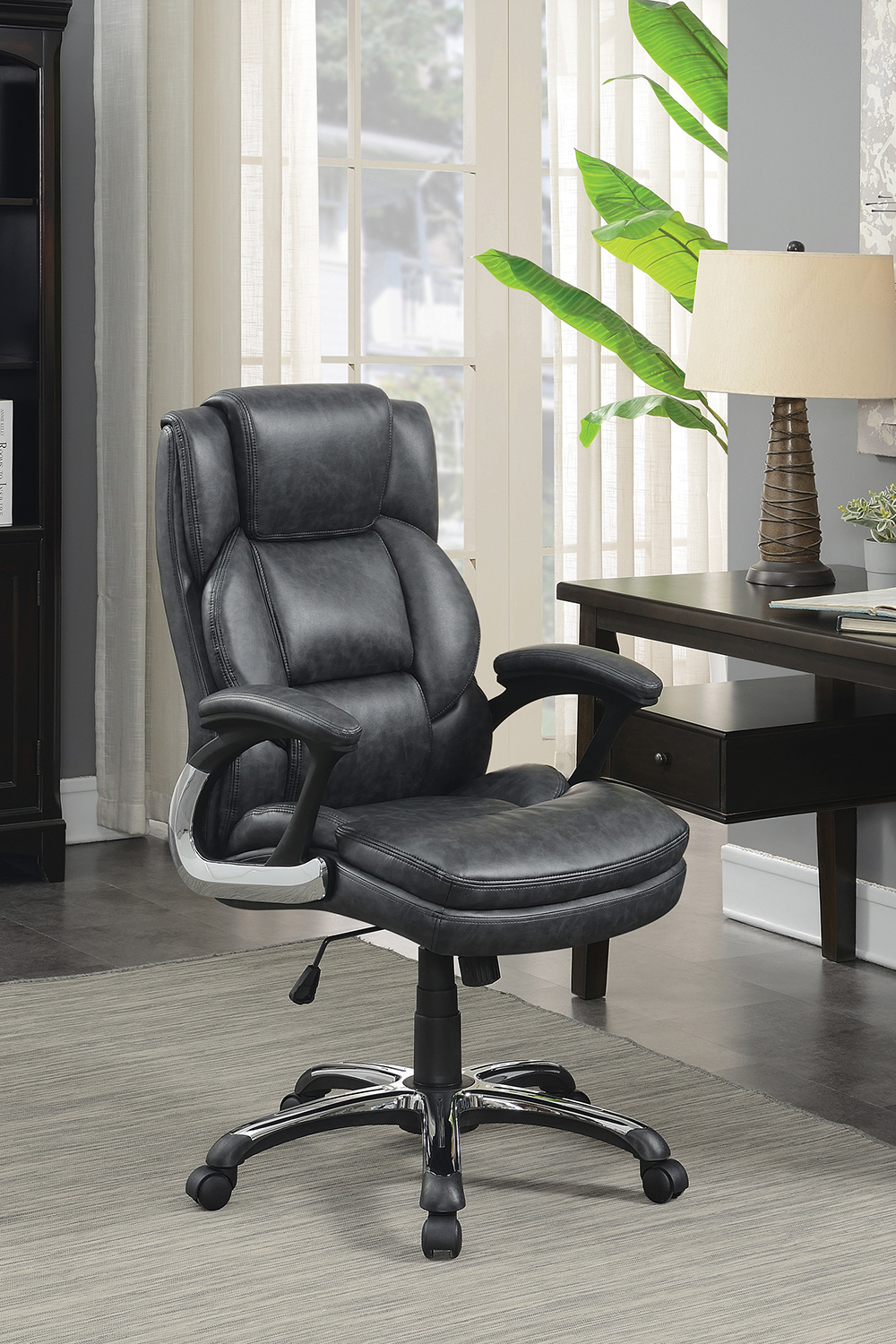 Coaster Adjustable Height Office Chair with Padded Arm - Gray/Black