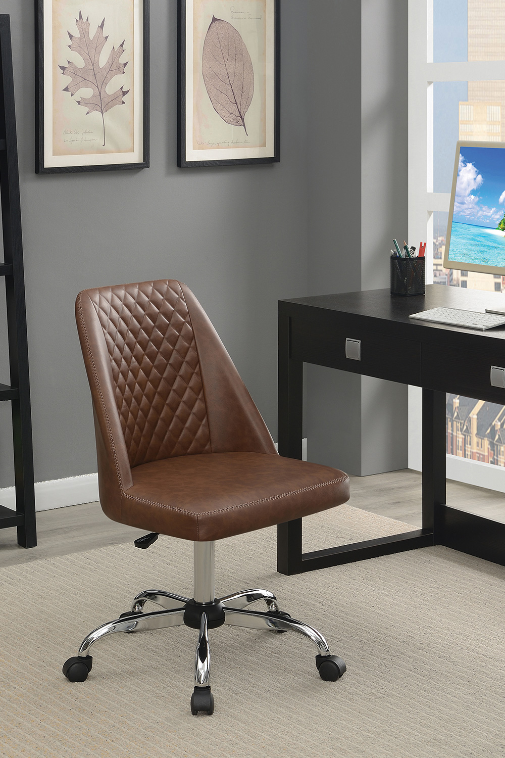 Coaster Upholstered Tufted Back Office Chair - Brown/Chrome