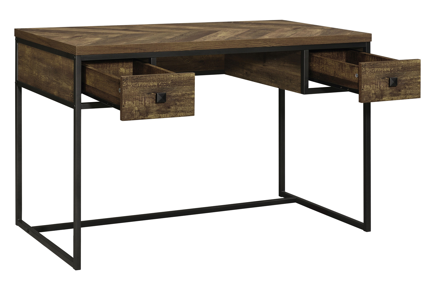 Coaster - Millbrook 2-Drawer Writing Desk in Rustic Oak Herringbone/Gunmetal