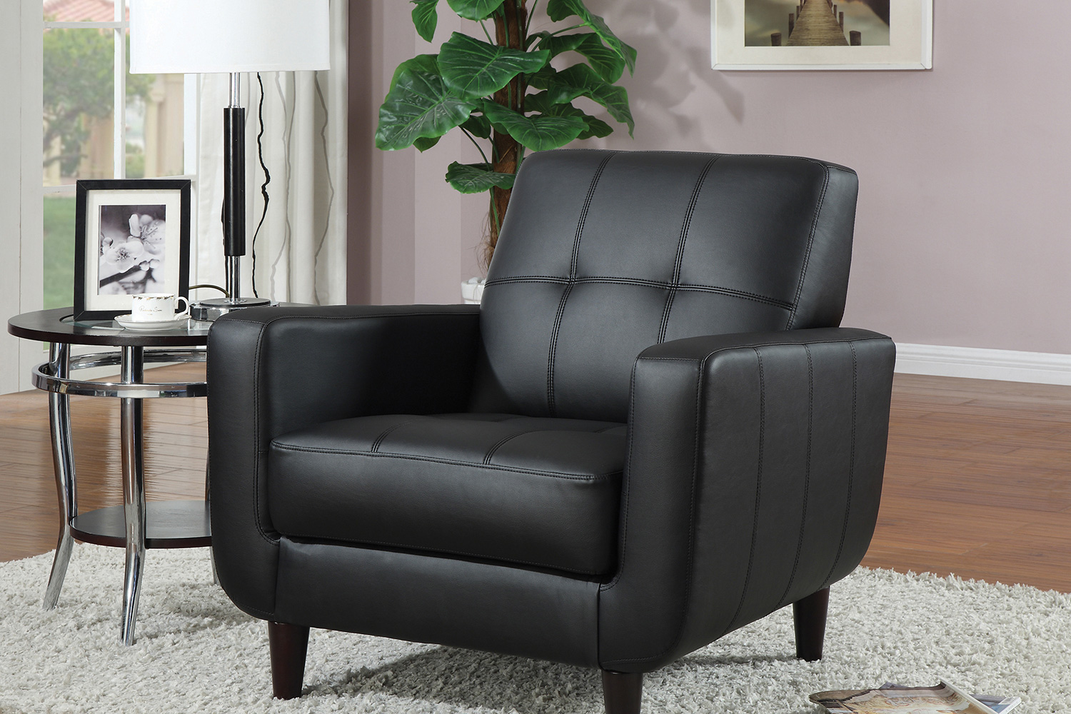 Coaster™ Padded Seat Accent Chair - Black