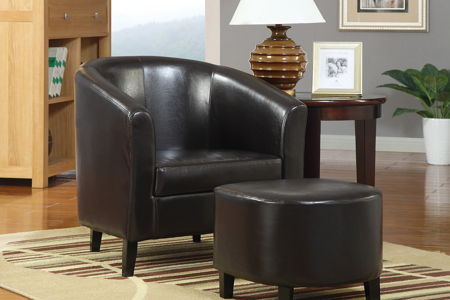 Coaster™ Upholstered Accent Chair With Ottoman - Dark Brown