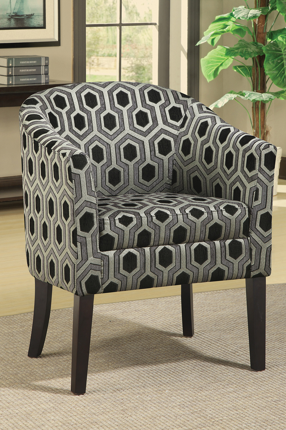 Coaster™ Hexagon Patterned Accent Chair - Gray/Black