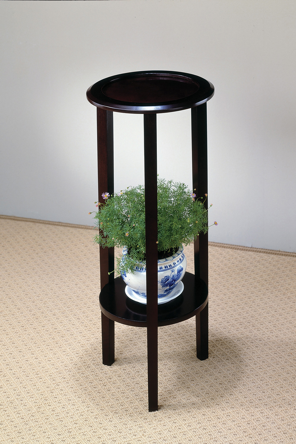 Coaster - Round Accent Table With Bottom Shelf in Espresso