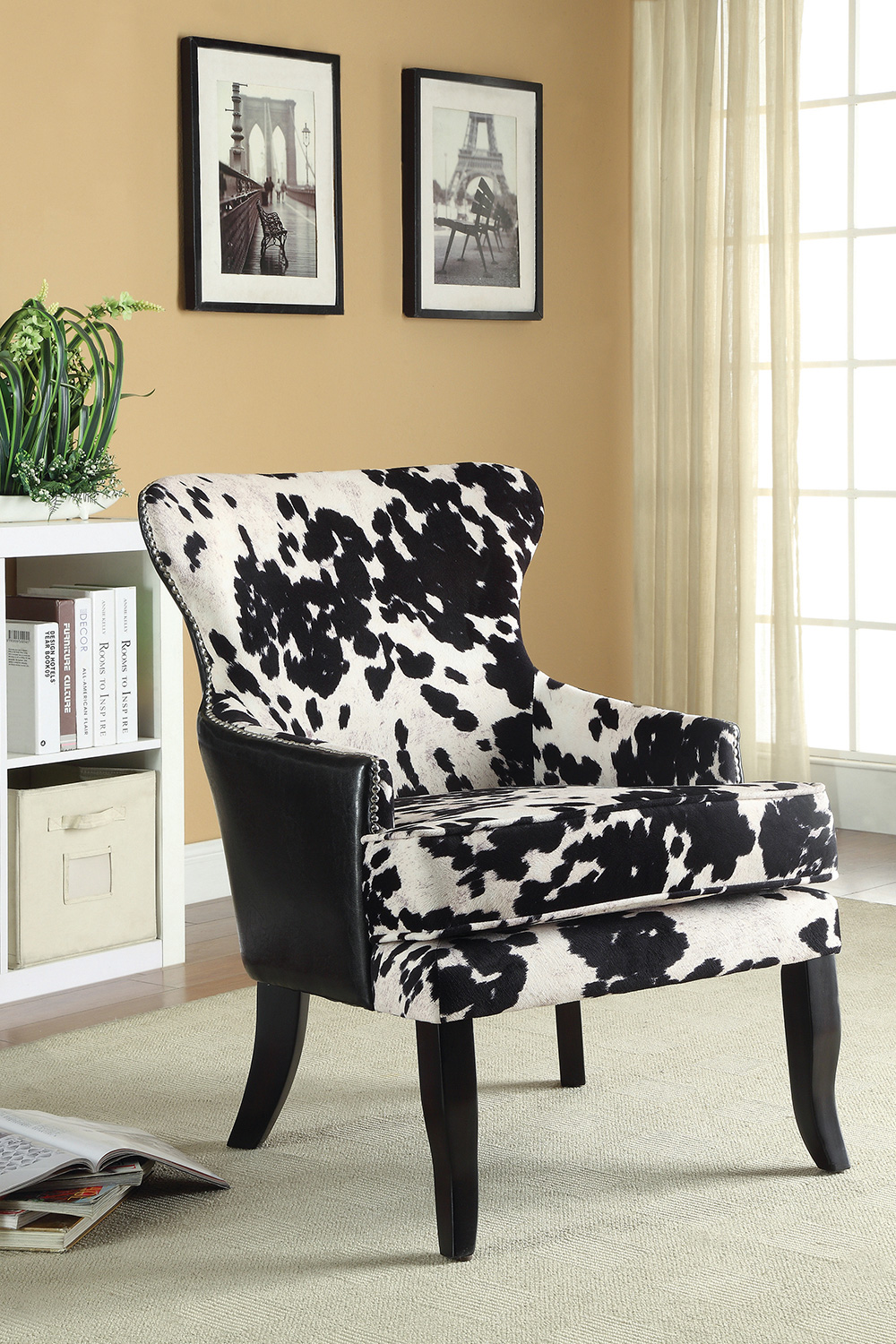 Coaster™ Cowhide Print Accent Chair - Black/White