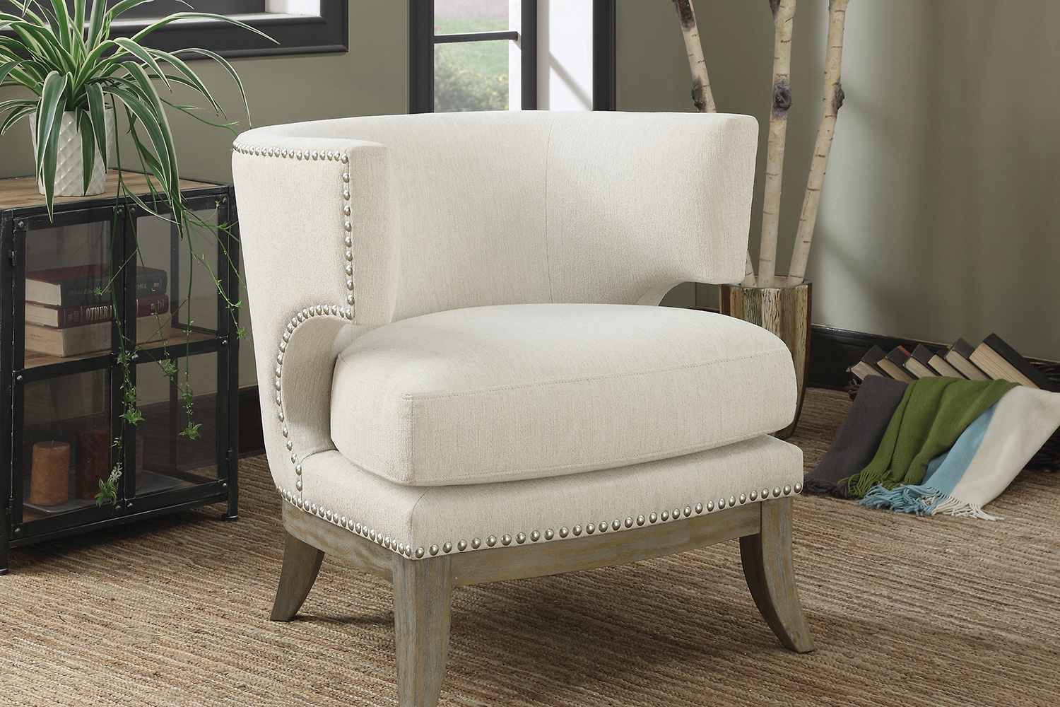 Coaster™ Barrel Back Accent Chair - White/Weathered Gray