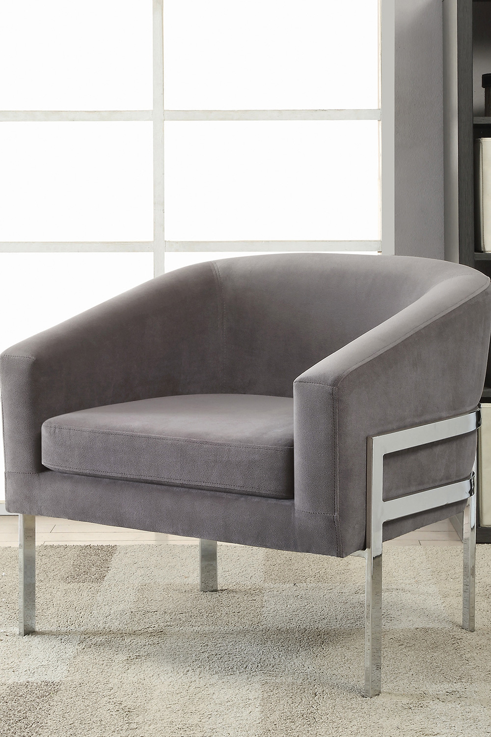 Coaster™ Barrel Back Accent Chair With Sloped Arm - Gray