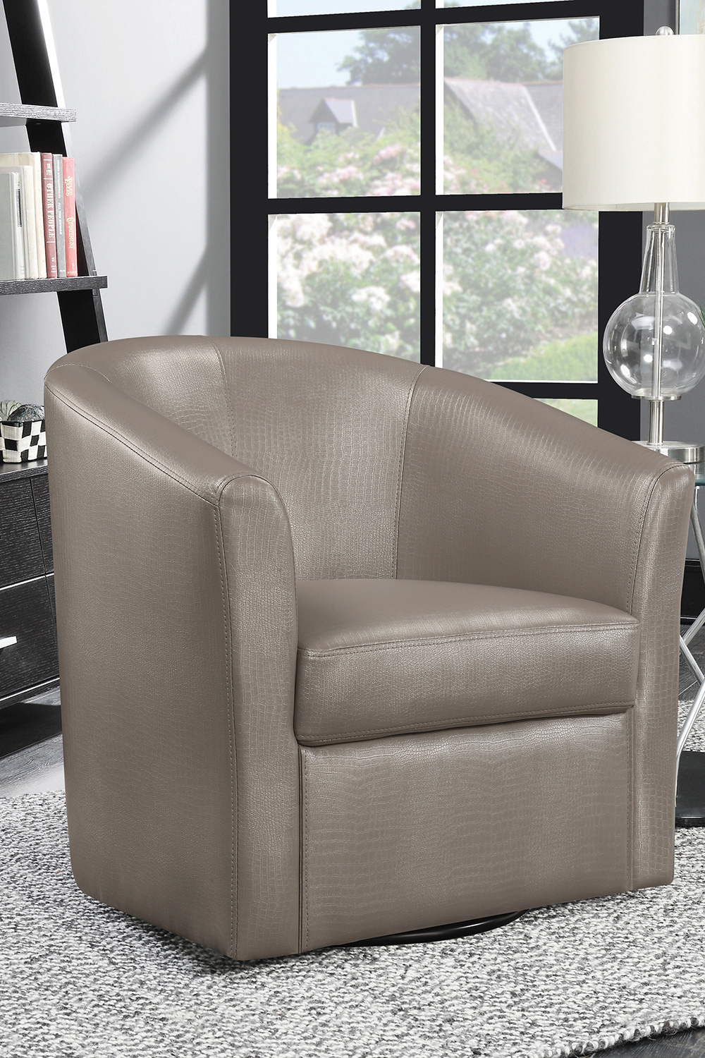 Coaster Upholstery Sloped Arm Accent Swivel Chair - Champagne