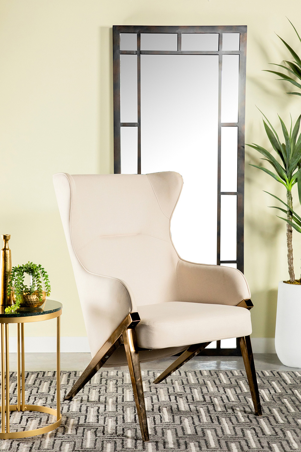 Coaster Upholstered Accent Chair - Cream/Bronze