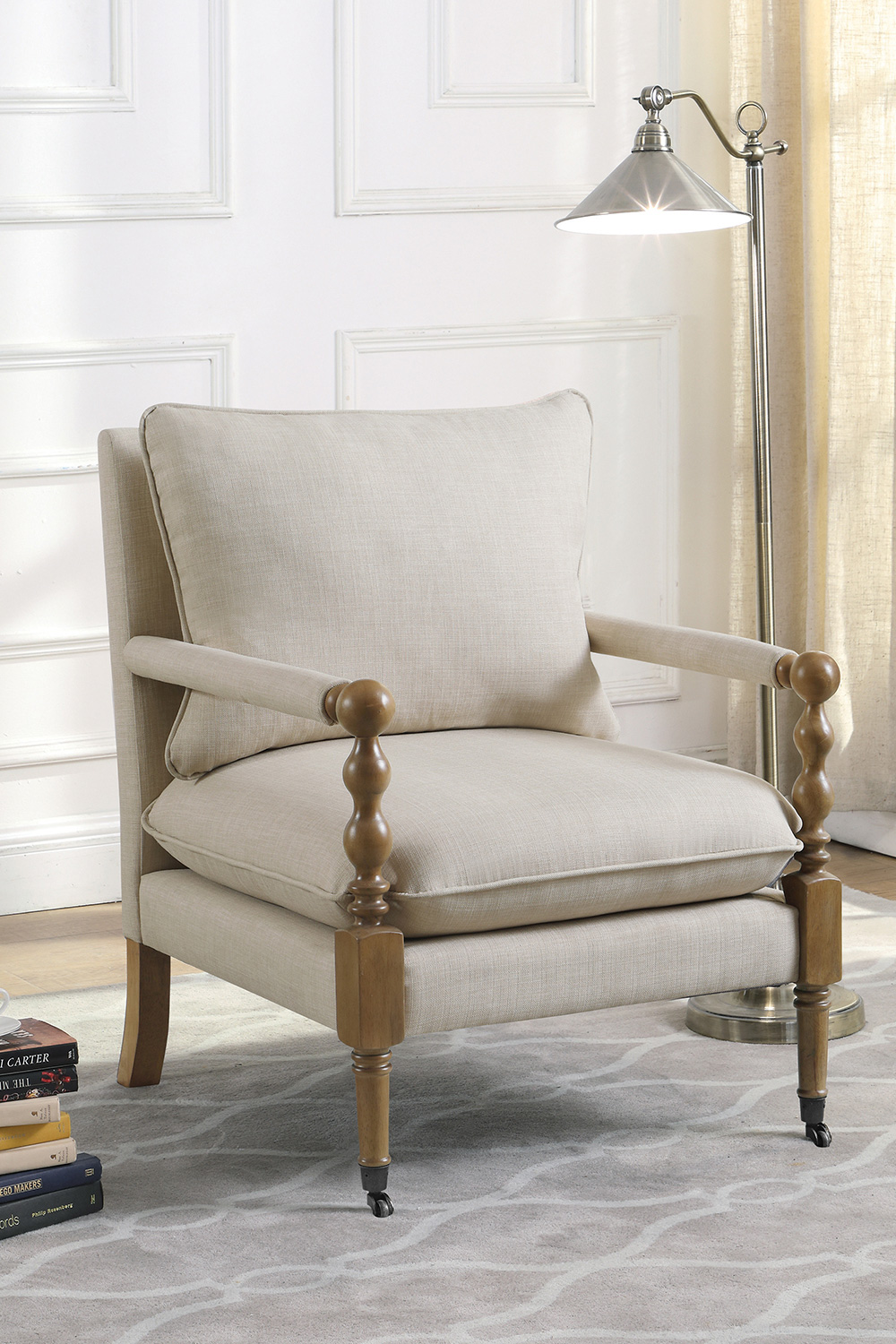 Coaster™ Upholstered Accent Chair With Casters - Beige