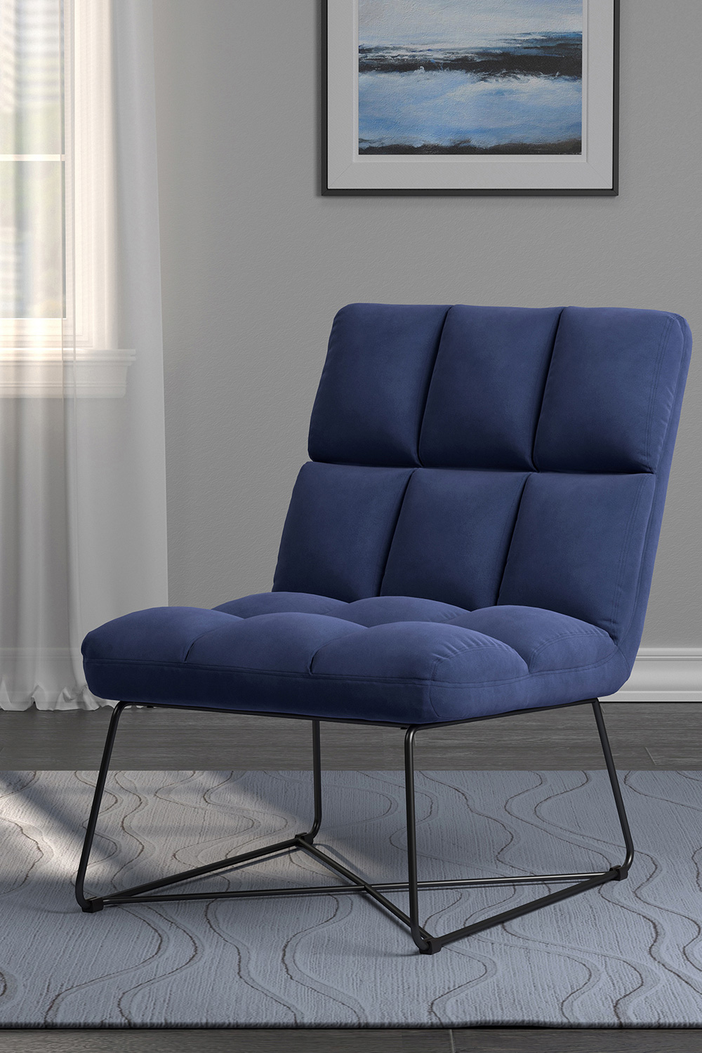 Coaster™ Armless Upholstered Accent Chair - Midnight Blue