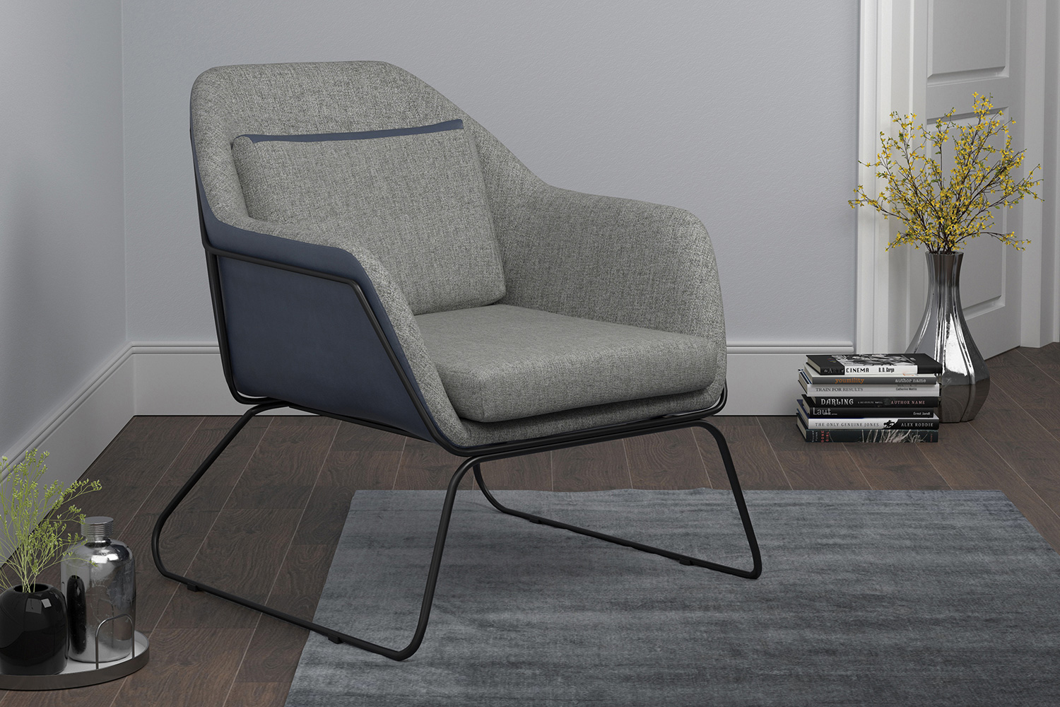 Coaster™ Metal Sled Leg Accent Chair - Gray/Blue