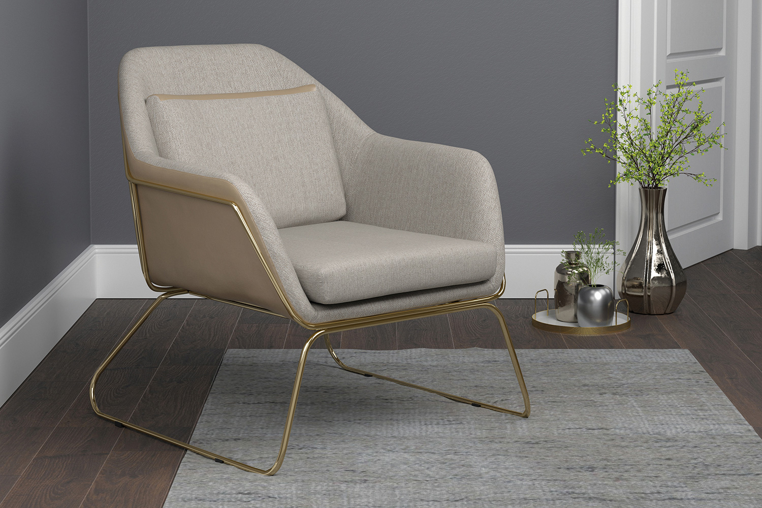 Coaster™ Metal Sled Leg Accent Chair - Beige