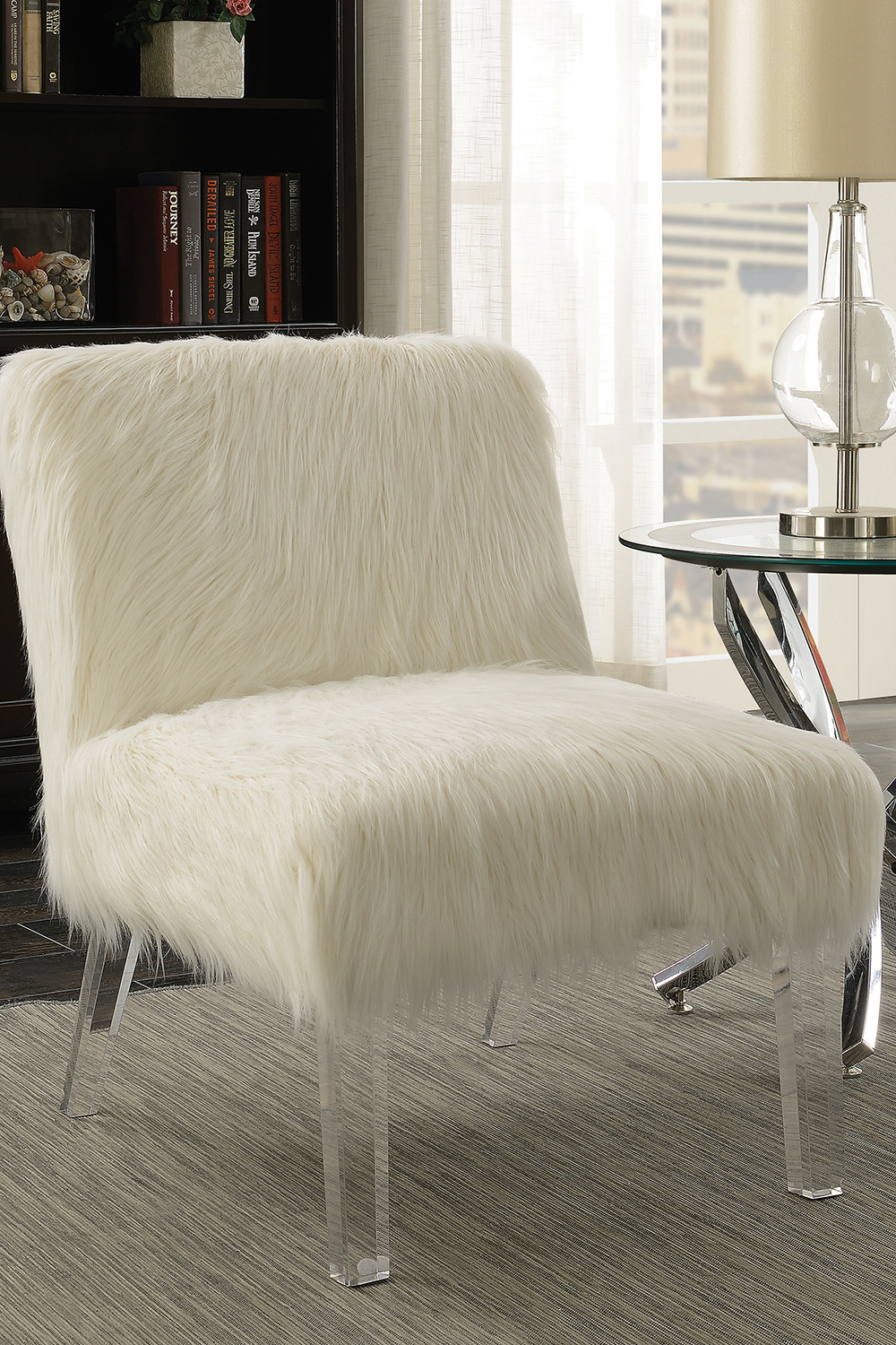 Coaster™ Faux Sheepskin Upholstered Accent Chair - White