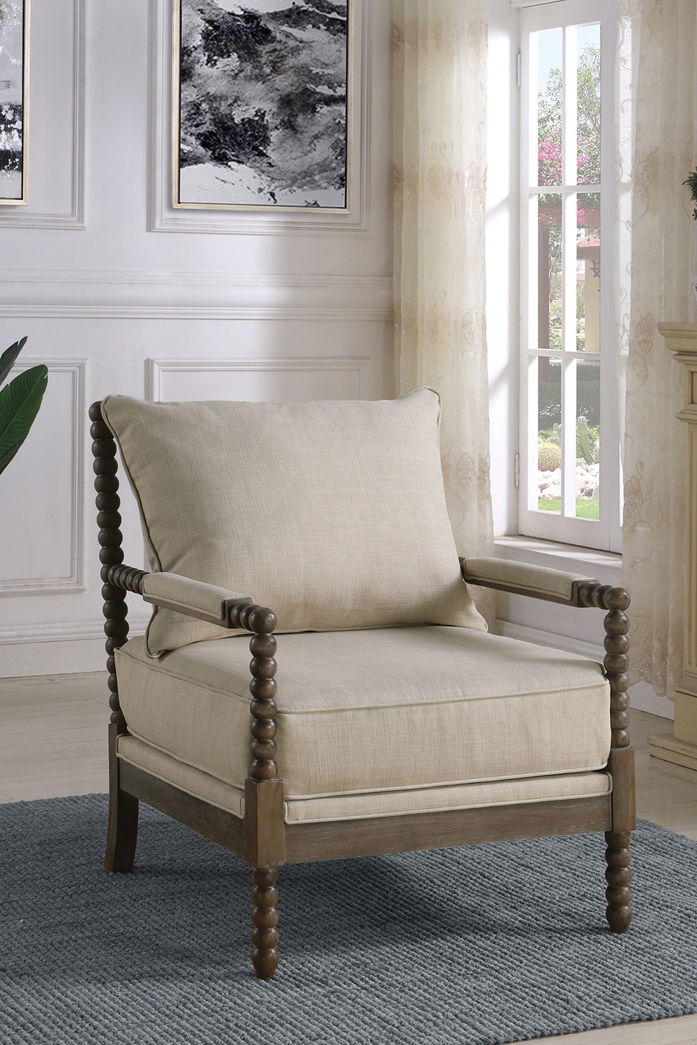 Coaster™ Cushion Back Accent Chair - Oatmeal/Natural