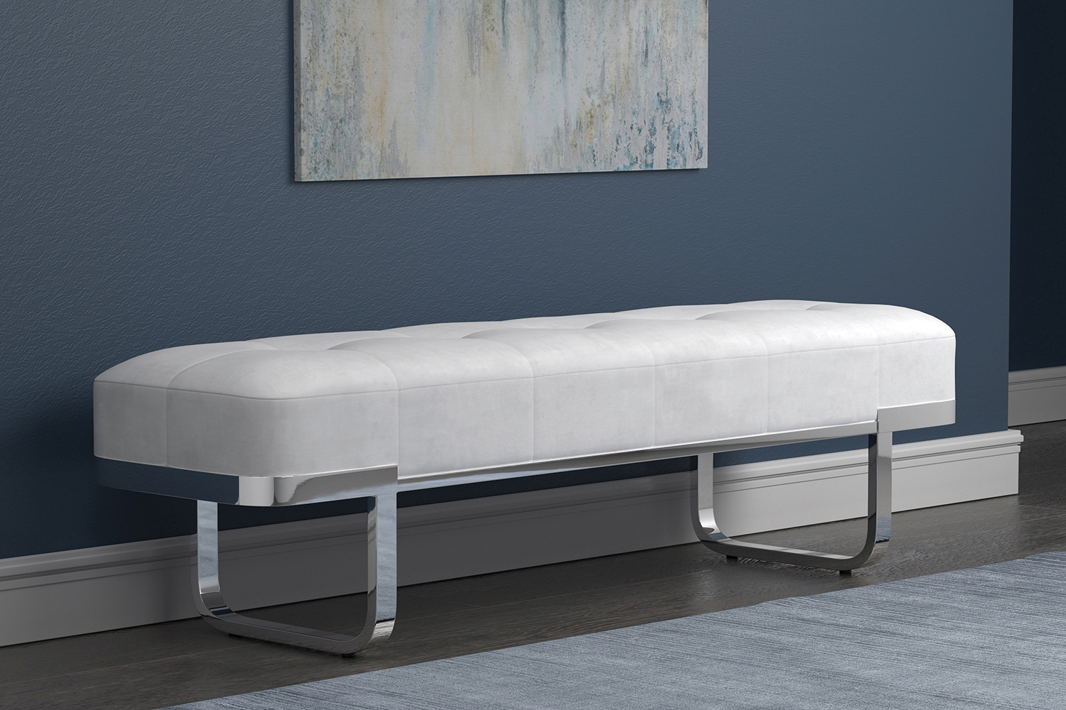 Coaster Tufted Upholstered Bench - Off White/Chrome