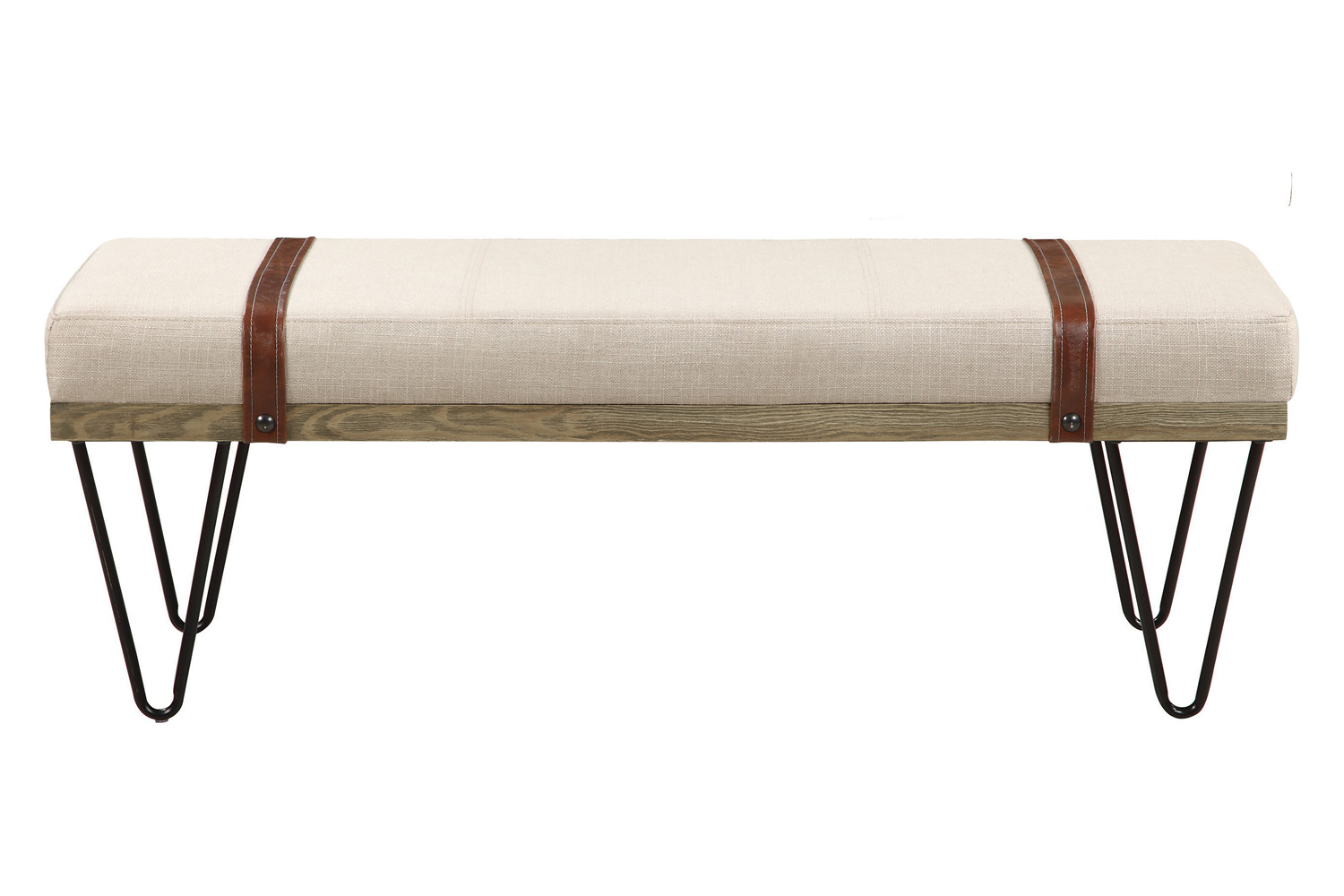 Coaster - Upholstered Bench in Beige/Black