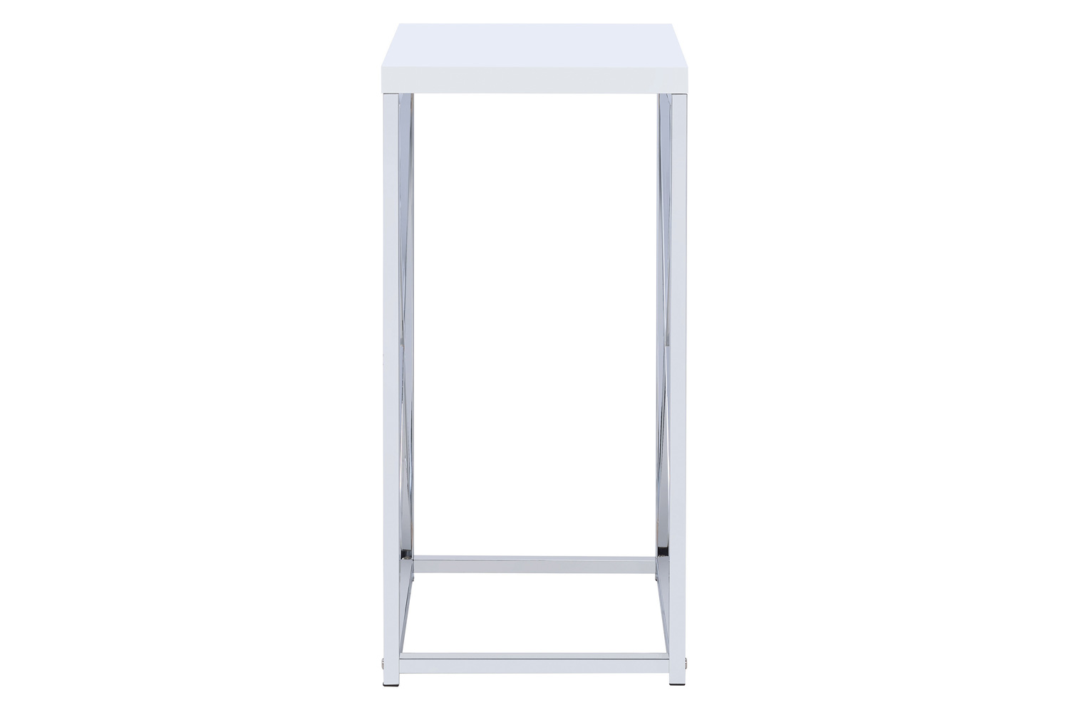 Coaster - Accent Table With X-Cross in Glossy White/Chrome