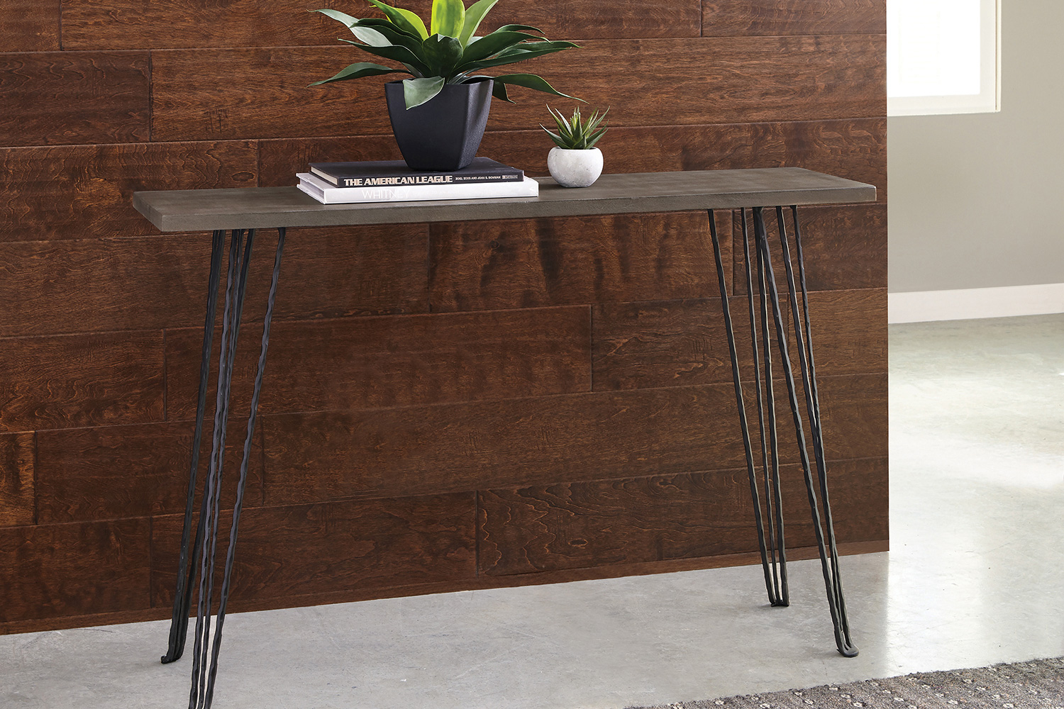 Coaster - Rectangular Console Table in Concrete/Black