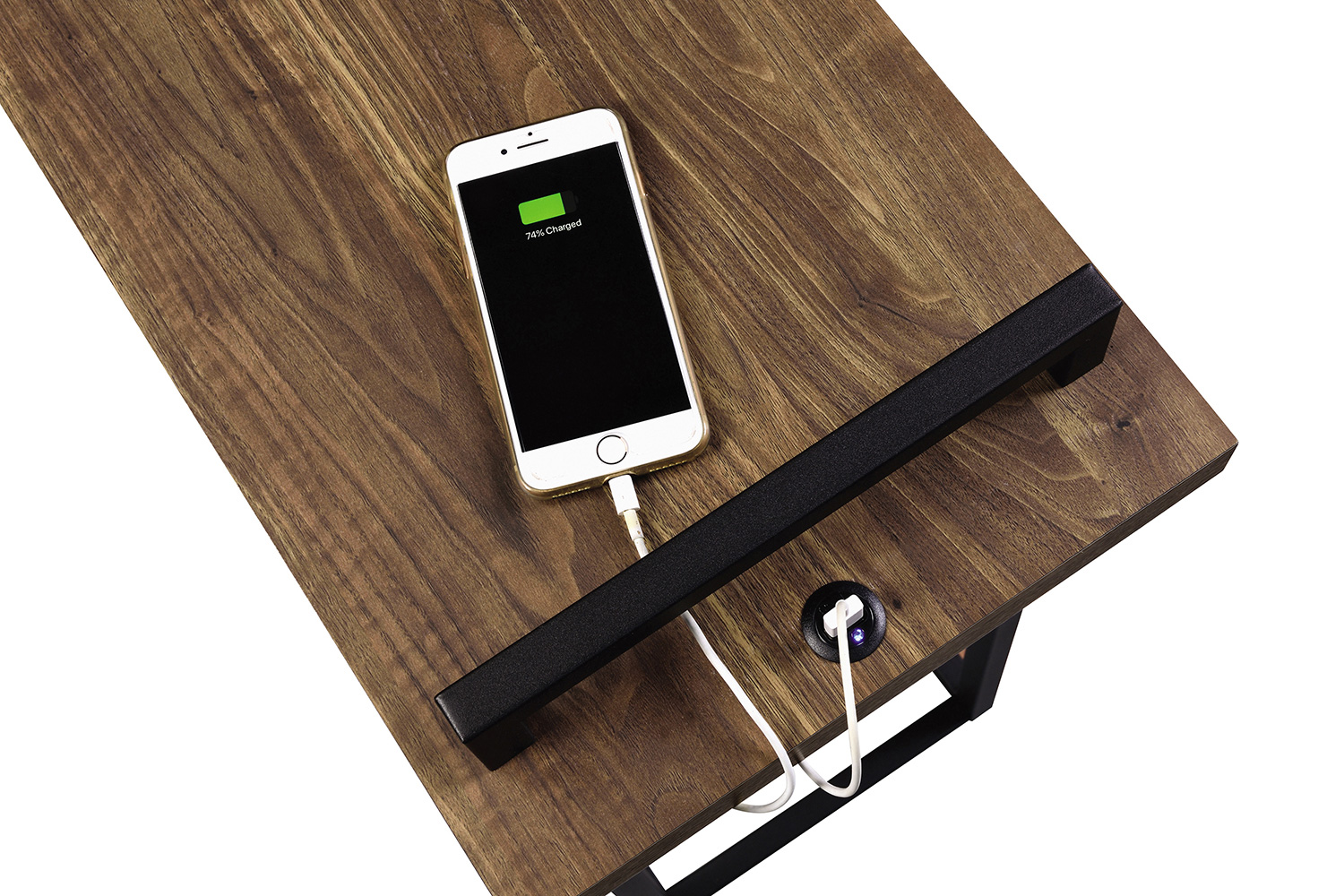 Coaster™ C-Shaped Accent Table with Usb Charging Port - Aged Walnut/Black