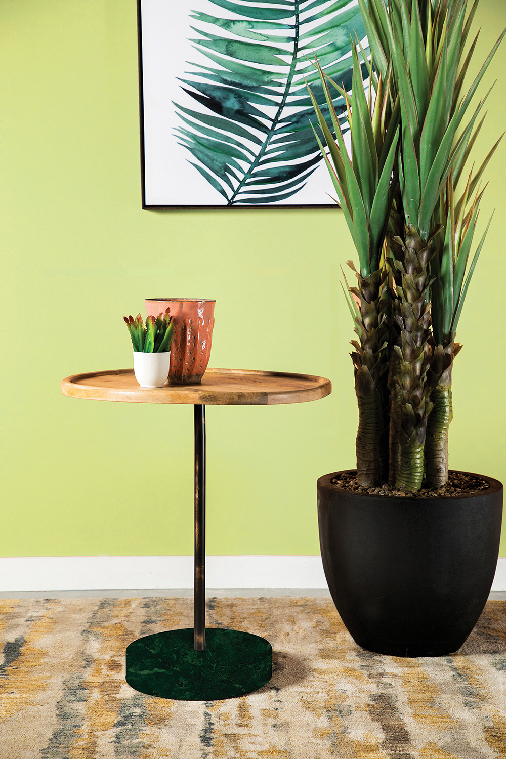 Coaster - Round Marble Base Accent Table in Natural/Green