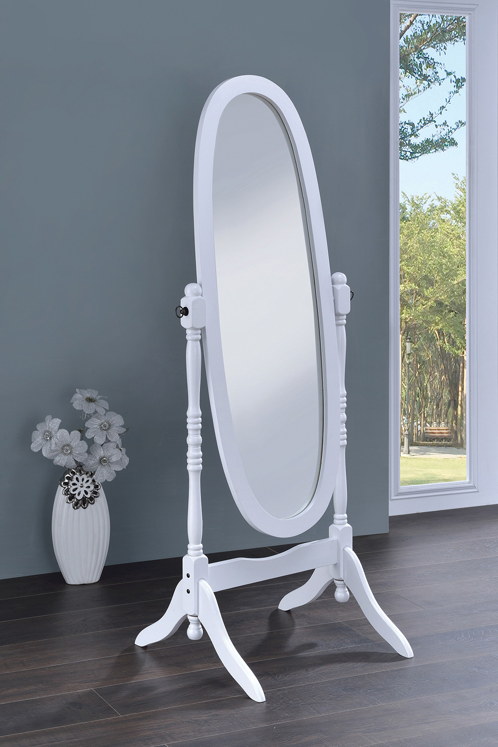 Coaster Oval Cheval Mirror - White