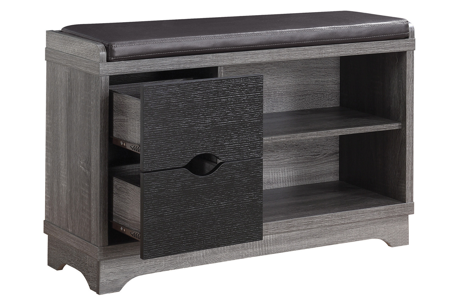 Coaster - 2-Drawer Storage Bench in Medium Brown/Black