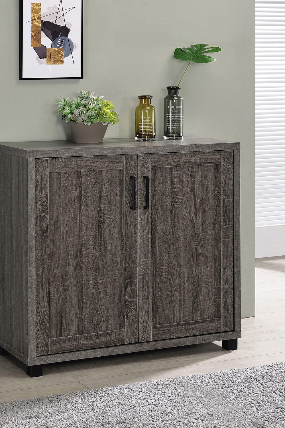 Coaster - Wooden 2-Door Accent Cabinet in Weathered Gray