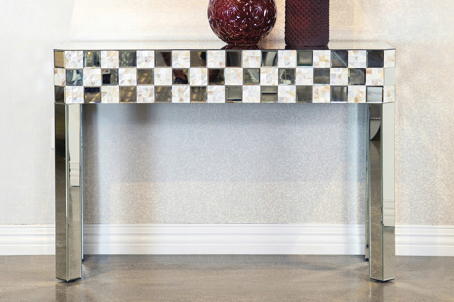 Coaster - Checker Pattern Rectangular Console Table in Silver