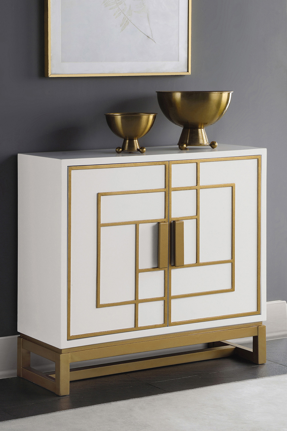 Coaster - Rectangular 2-Door Accent Cabinet in White/Gold