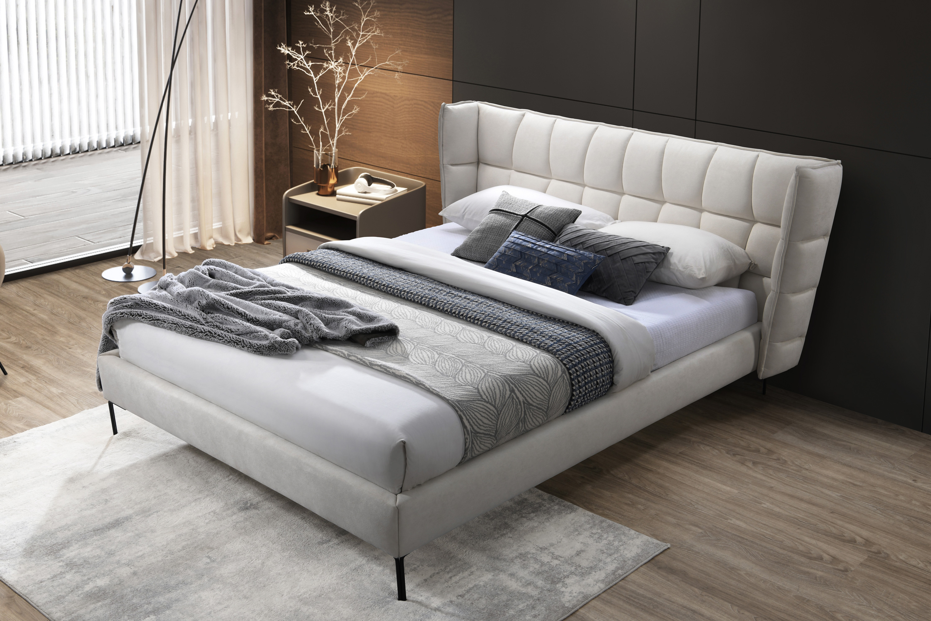 Contempo™ Beba Upholstered King Size Bed - Frost, Polyurethane