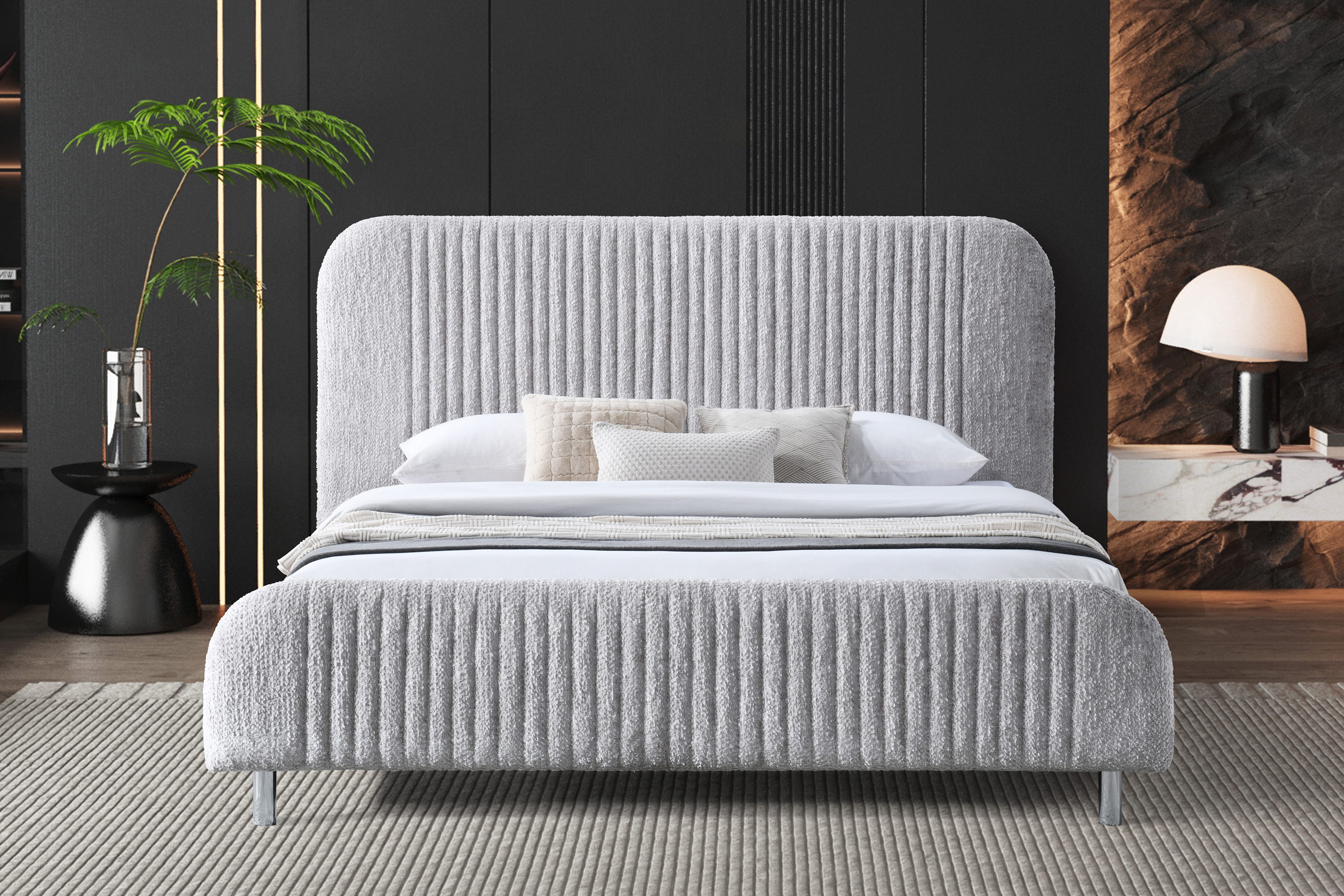 Contempo™ Eva Upholstered King Size Bed - Taupe, Fabric