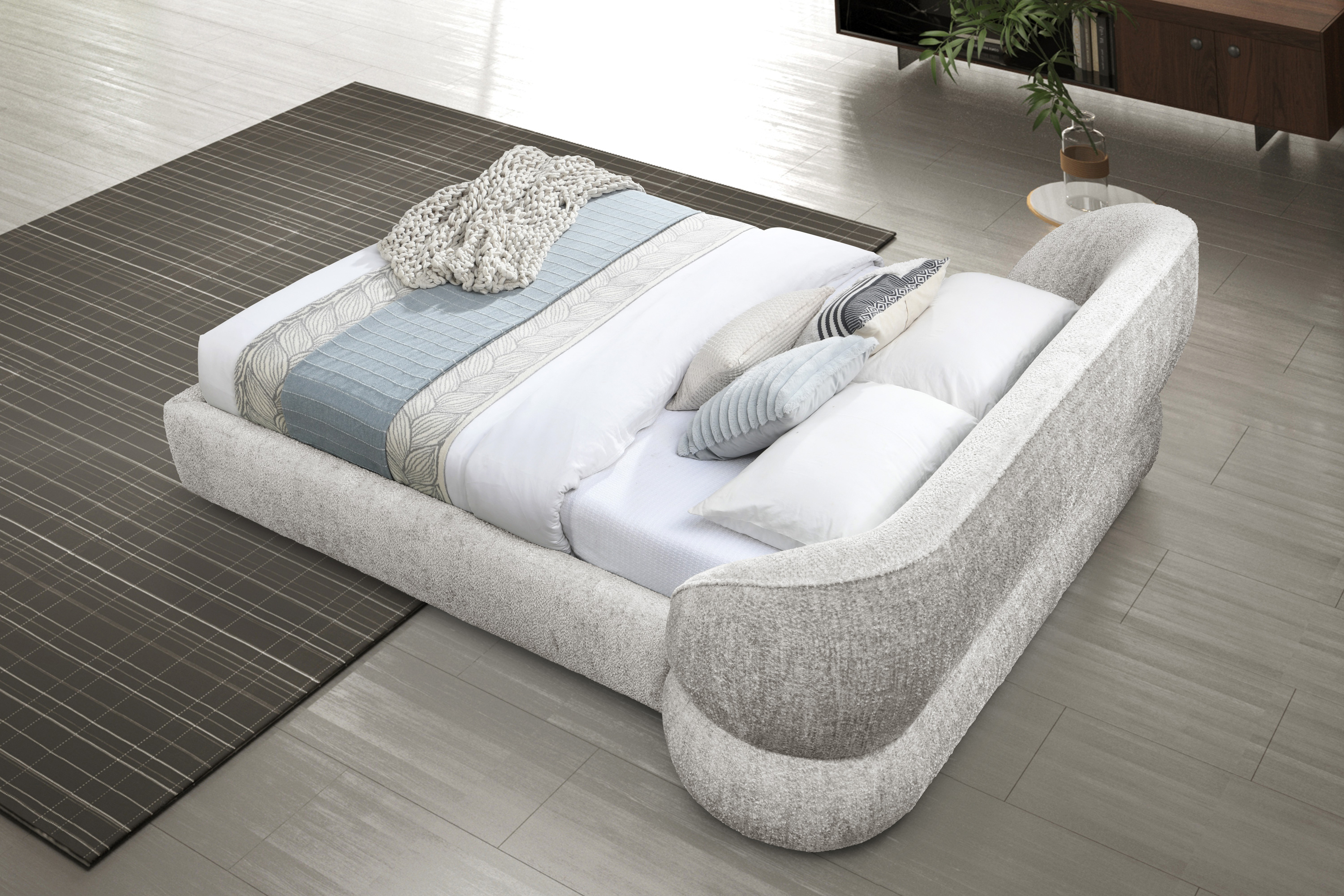 Contempo™ Olivia Upholstered King Size Bed - Taupe, Fabric