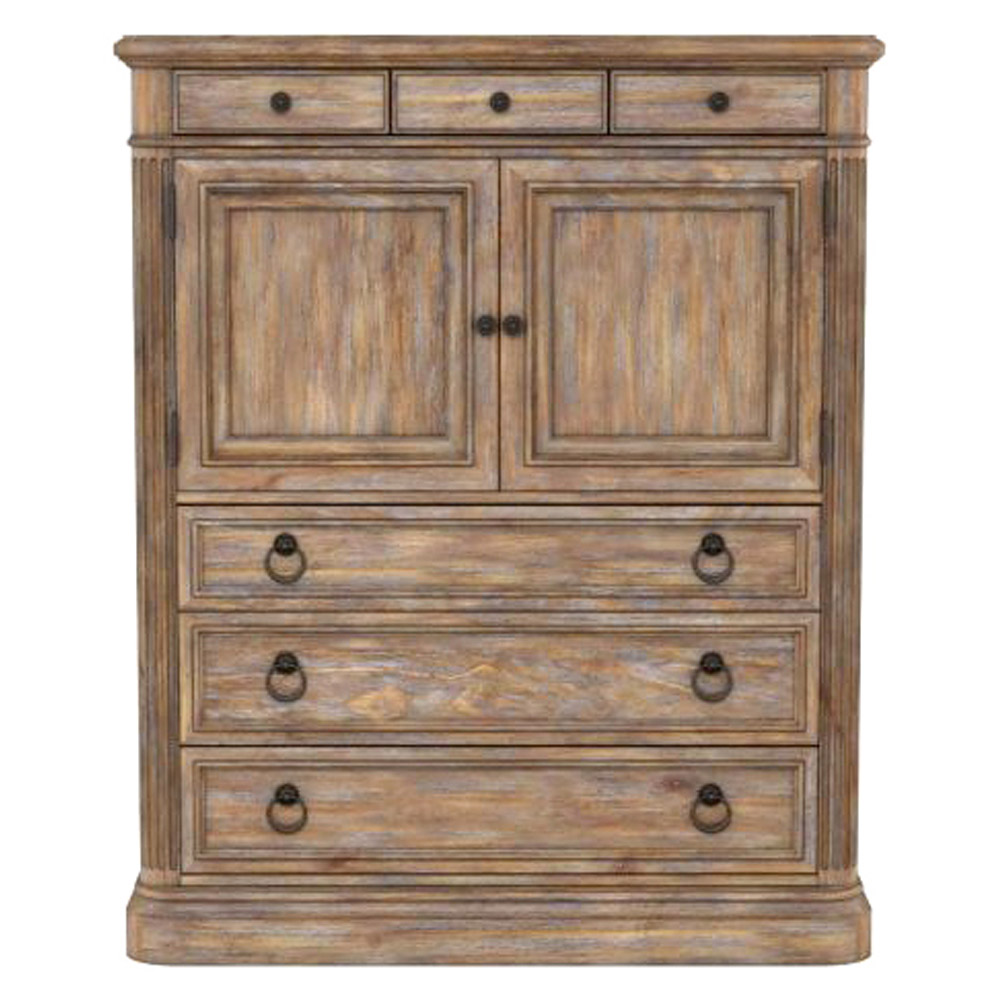 Creative Architrave 2 Door 6 Drawer Chest - Rustic Almond, Pine Solids