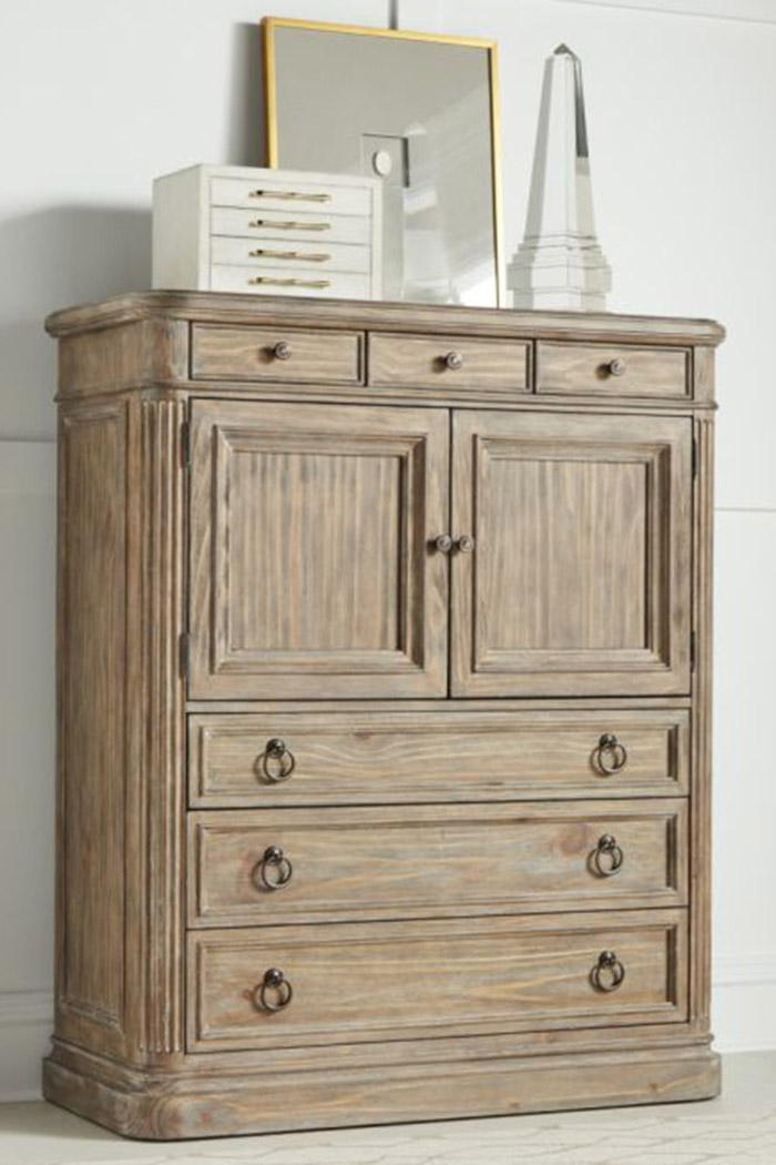 Creative Architrave 2 Door 6 Drawer Chest - Rustic Almond, Pine Solids