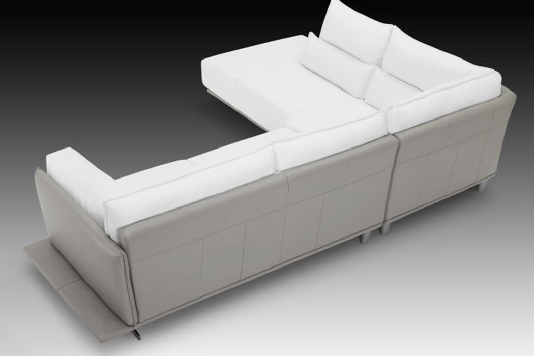 Creative Adeline Modern Right Facing Sectional - Snow White/Light Gray, Leather