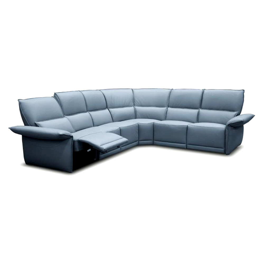 Creative Alita 6 Piece Modular Sectional with Recliners - Blue, Top Grain Leather