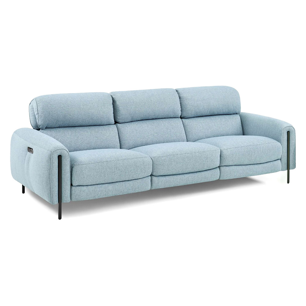 Creative Charm Sofa with Two Recliners - Angel Blue, Fabric