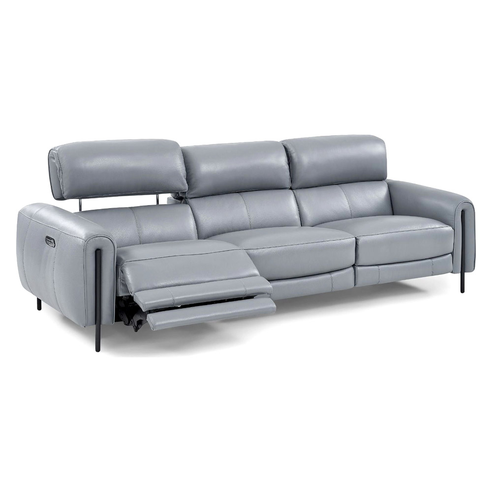 Creative Charm Sofa with Two Recliners - Sleet, Leather