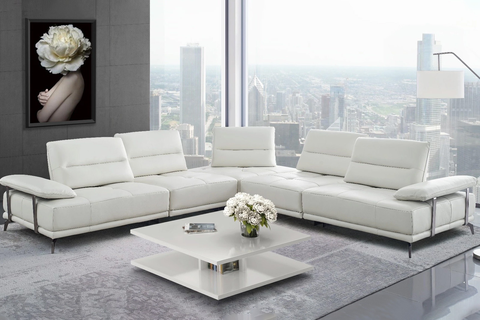 Creative - Eleganto Sectional with Power Motion Backrests