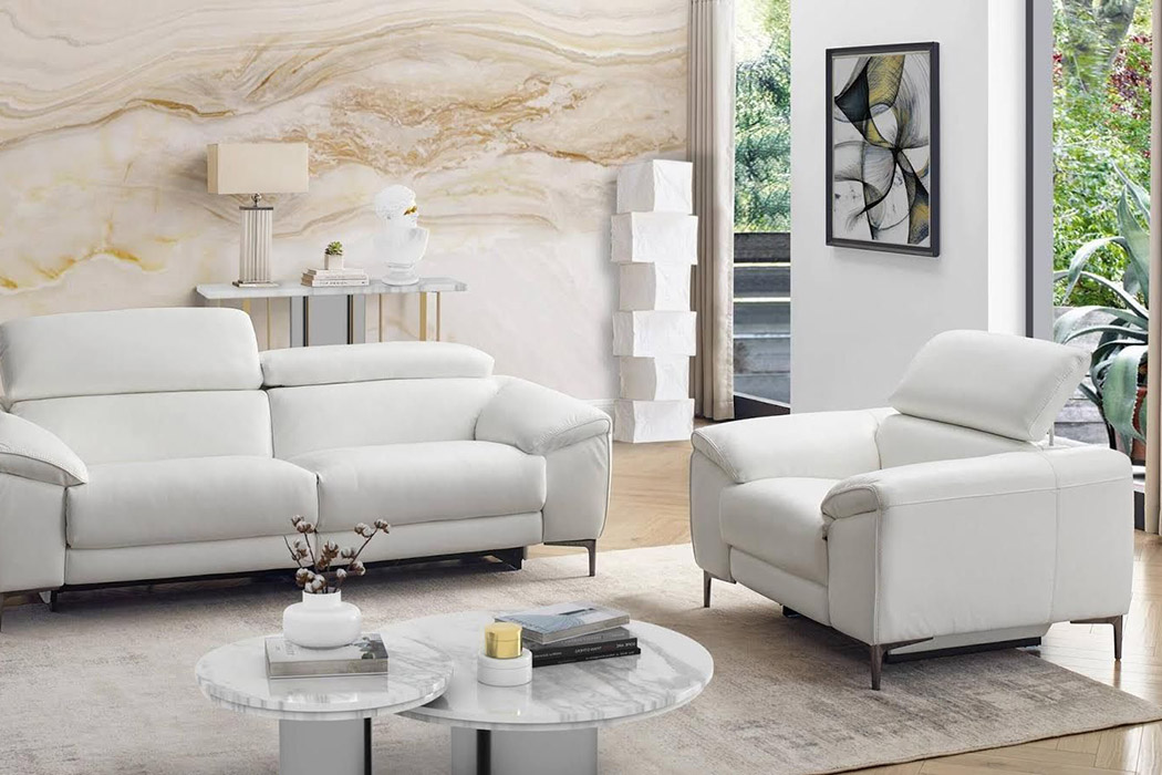 Creative Lucca Sofa with Recliners - Bisque, Fabric