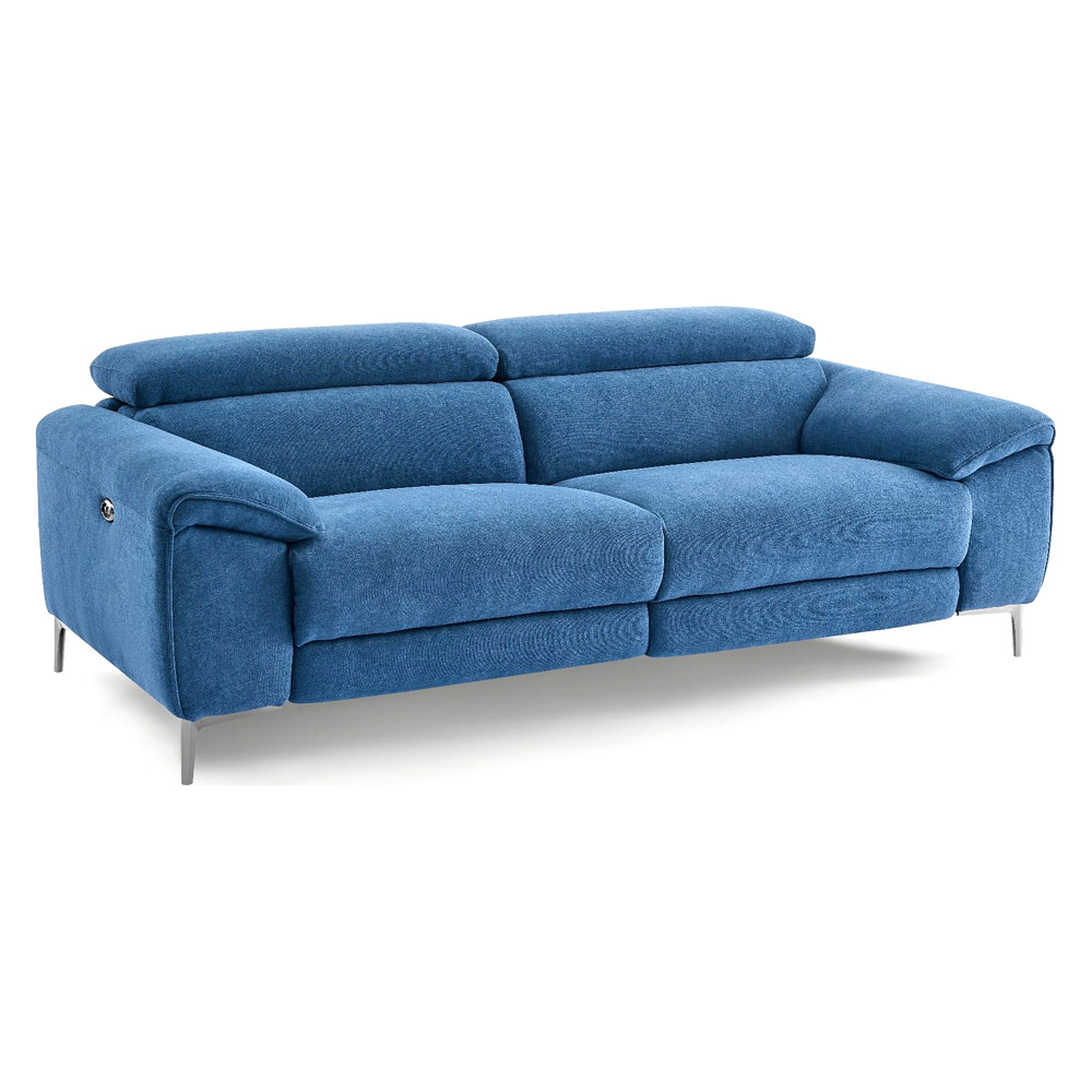 Creative Lucca Sofa with Recliners - Cerulean, Fabric