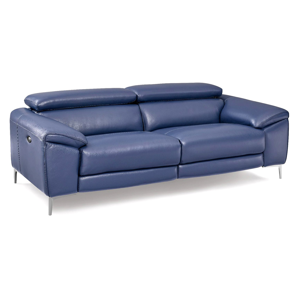 Creative Lucca Sofa with Power Recliners - Denim Blue, Leather